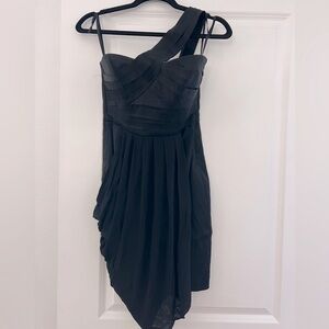 XS one shoulder black mini dress - BCBG maxazria with beautiful detailing